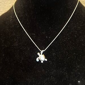 Silver Turtle Pendant Necklace